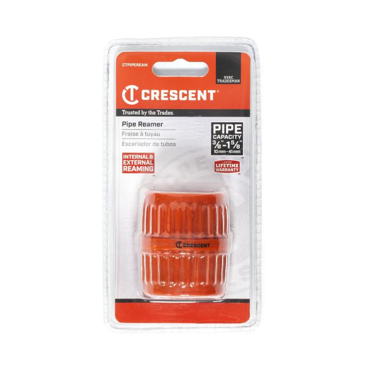 Crescent CTPIPEREAM Inner and Outer Pipe Reamer Dual-Sided Tri-Wing Steel Blade Tool for 3/8" to 1-5/8" Pipe Cleanup and Deburring