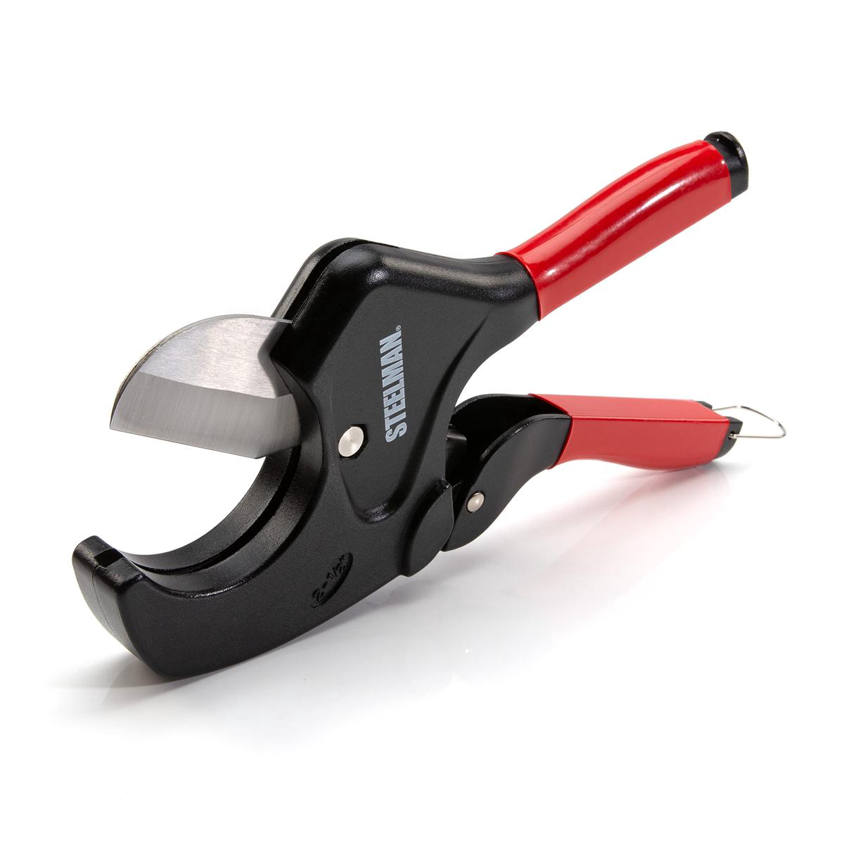 Steelman 42565 PVC Pipe Cutter Tool Cuts 25-inch Plastic Tube Ratcheting Stainless Steel Blade