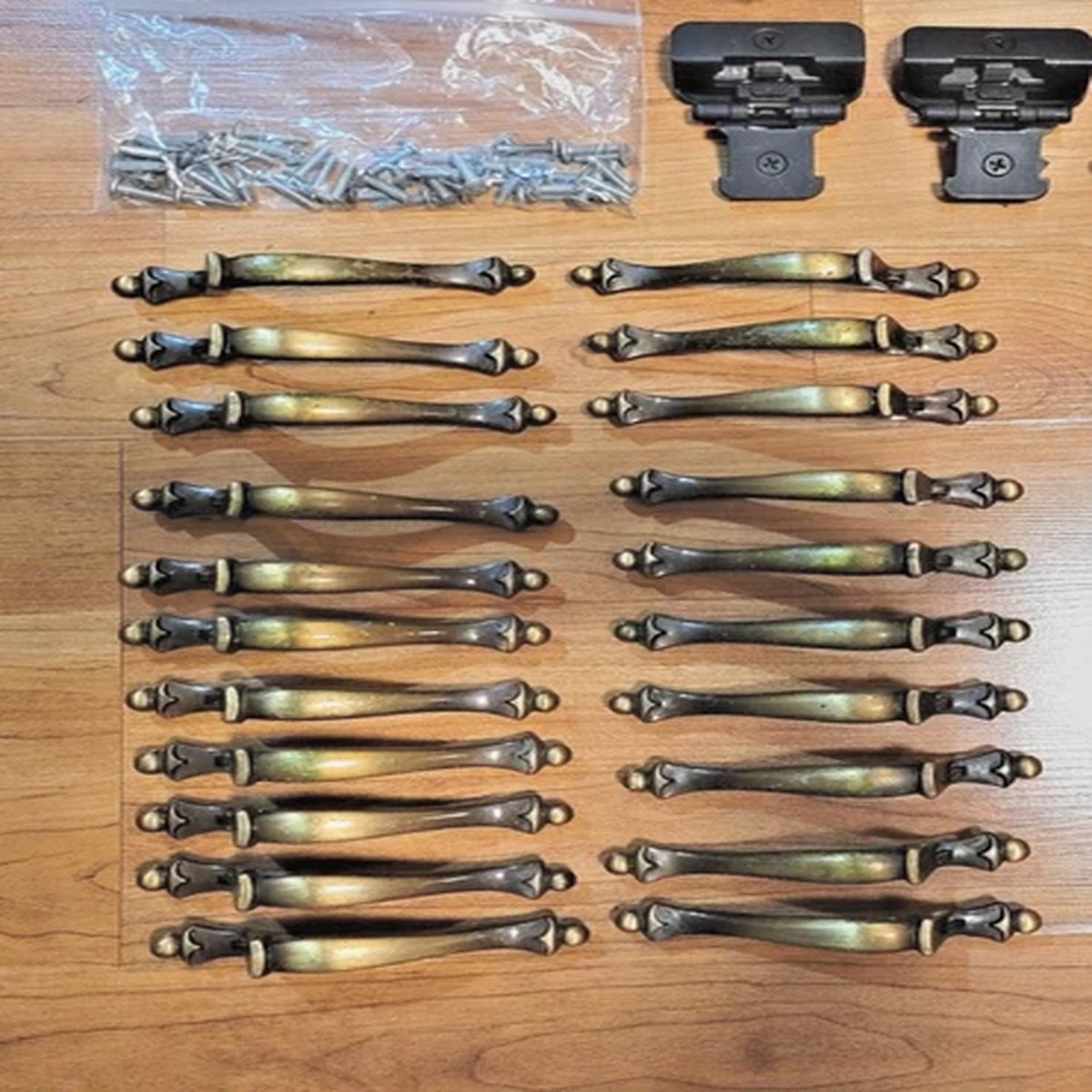 20 Vintage Brass Drawer Pulls 3 inch holes 4.75 Length Includes Screws