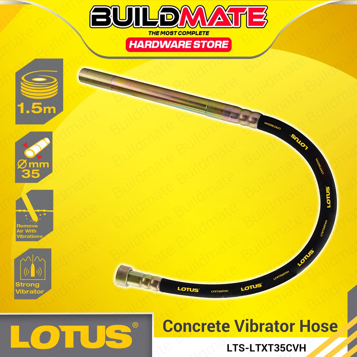 BUILDMATE Lotus Concrete Vibrator Hose 1.5m Portable (HOSE ONLY) LTXT35CVH - LHT