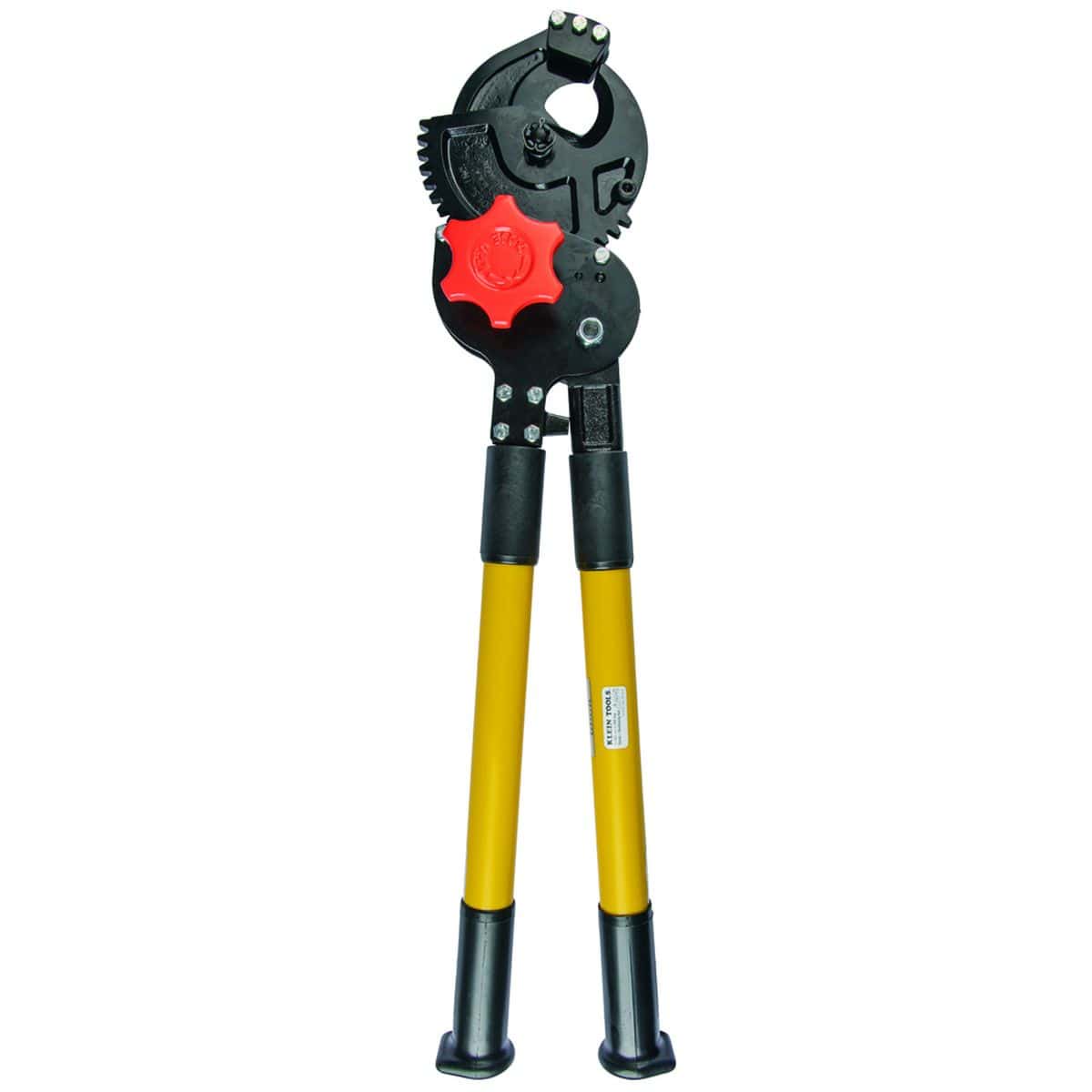 Klein Tools Cable Cutter 63700 28 Inch Ratcheting (1-1/4 In ACSR 750 MCM Copper Aluminum Capacity Steel Wire Rope Rod Shearing Hand Tool)