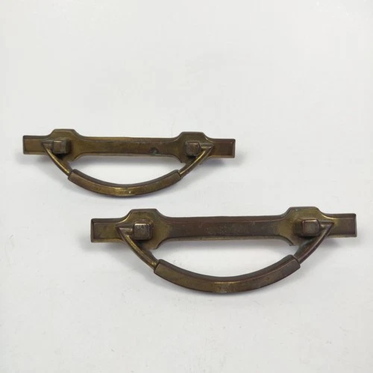 Vintage Pair of Brass Drawer Handles Fixed Stationary Pulls 4" C-C 13025