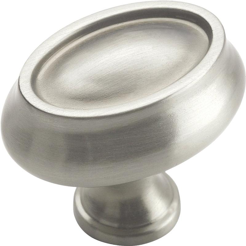 Amerock BP26127G10 Cabinet Knob, 1-3/16 in Projection, Traditional, Zinc, Satin Nickel