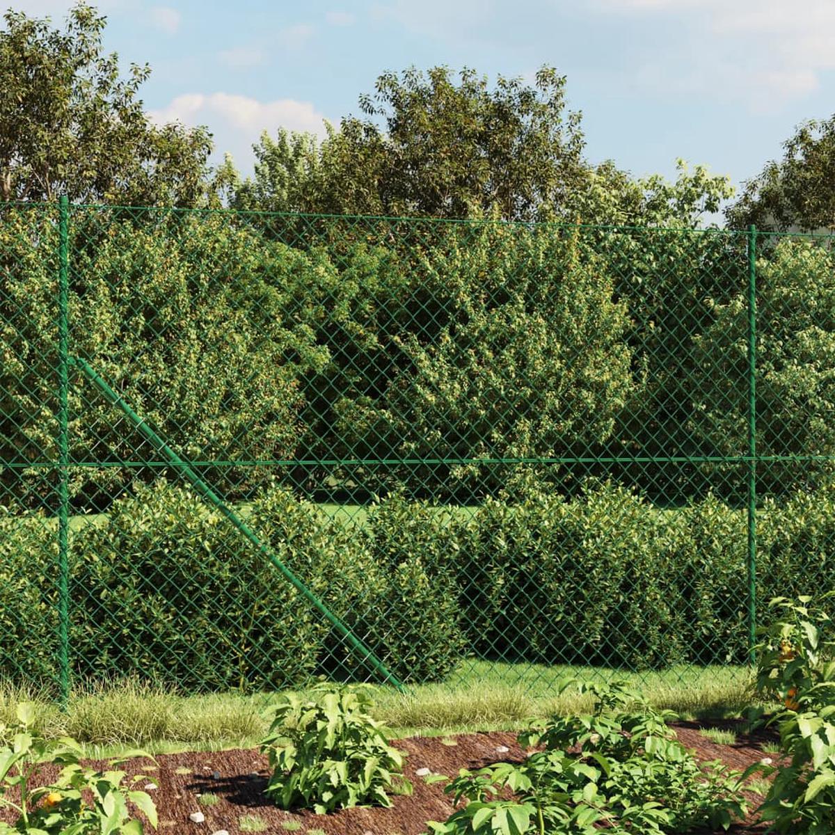 Berkfield Chain Link Fence with Flange Green 1.4x10 m