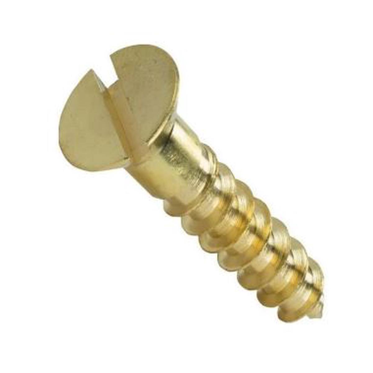 BRASS Flat Head Wood Screw #5 x 3/4" - Slotted  FAS WS534BF