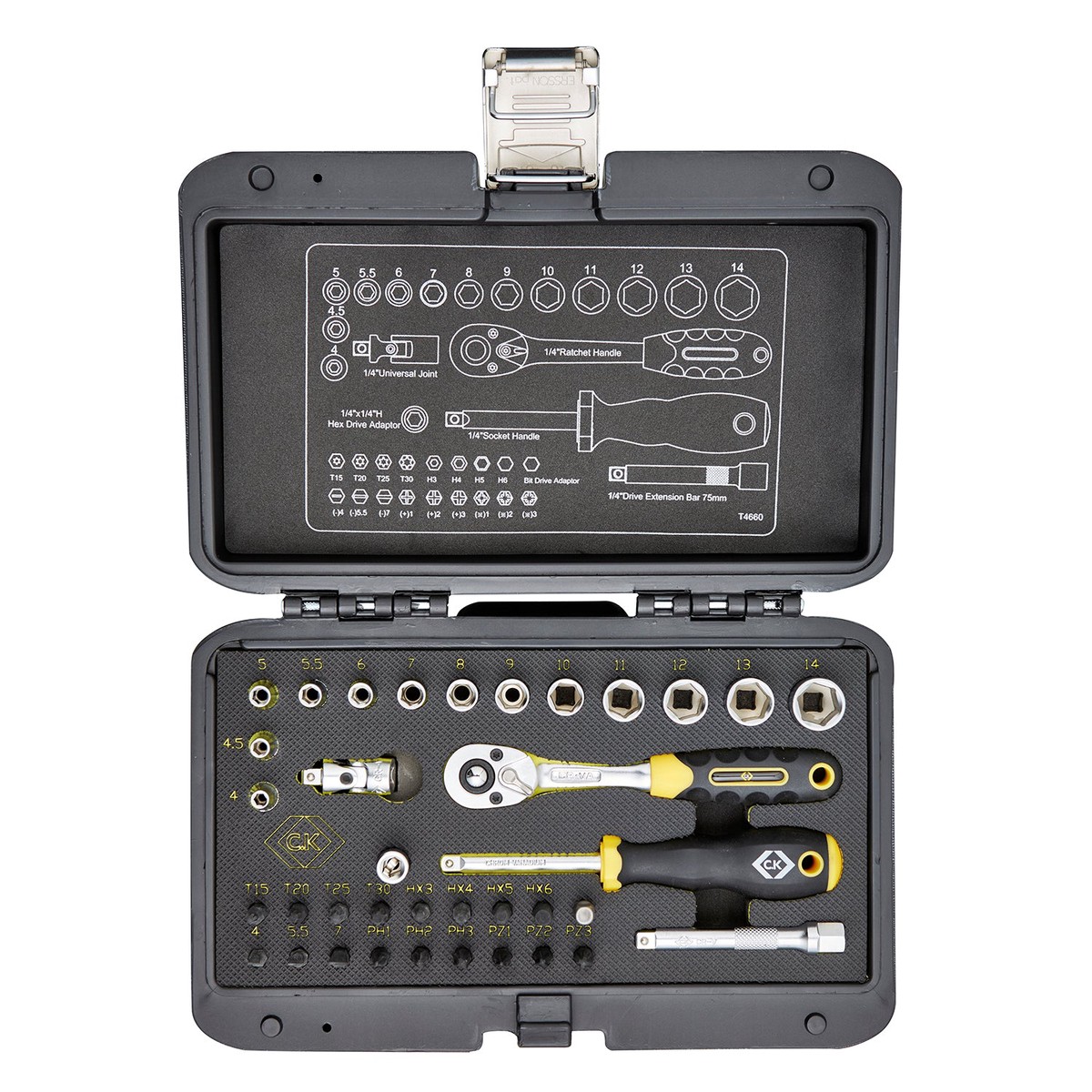 C. K Tools T4660 Socket Set 1/4in Drive 36Pce
