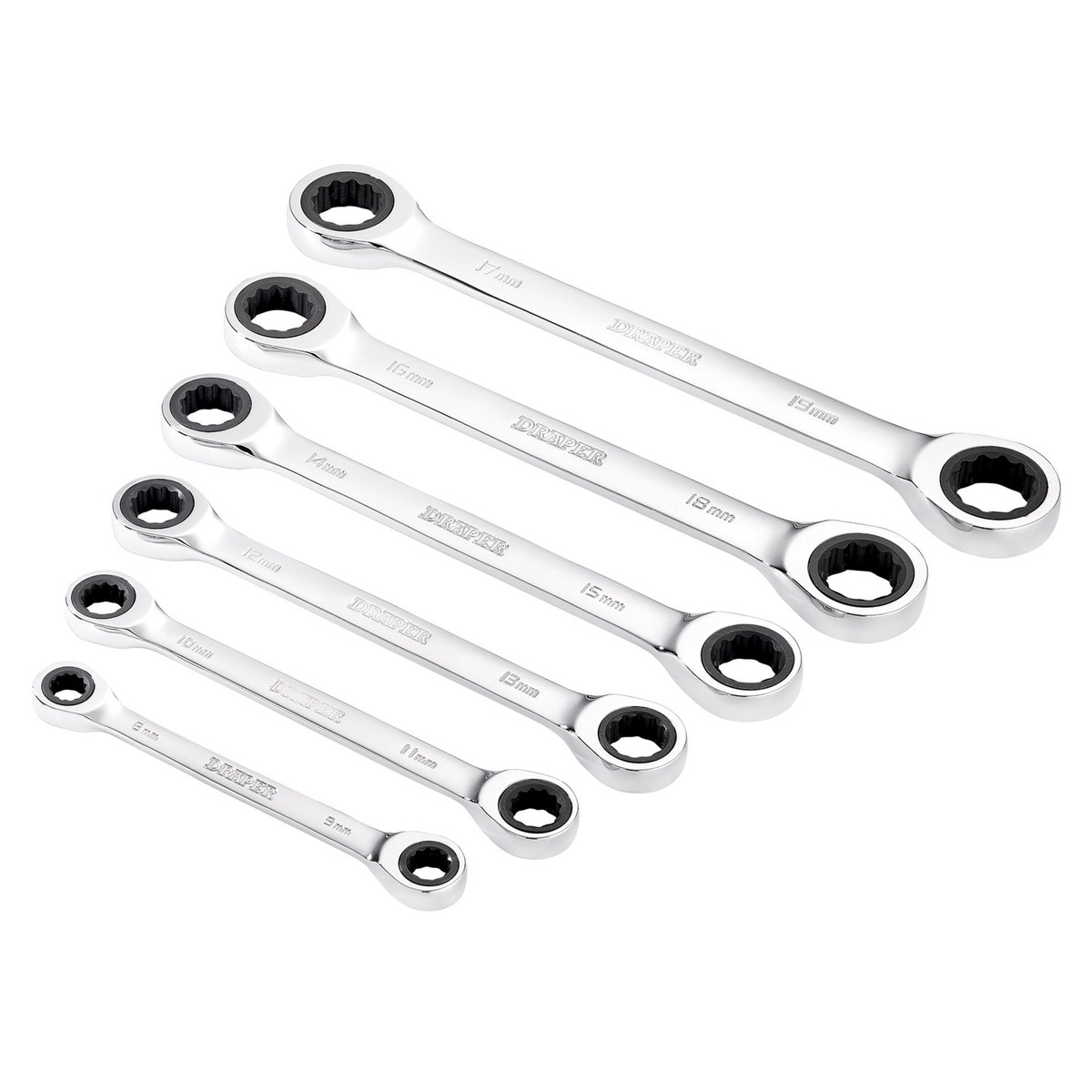 Draper 27741 Draper HI-TORQ Metric Double Ratchet Ring Spanner Set (6 Piece)