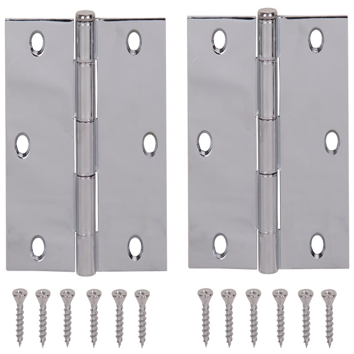 ProSource BH-202CH-PS Square Corner Door Hinge Steel Chrome Loose Pin 180 deg Range of Motion Screw Mount Mounting