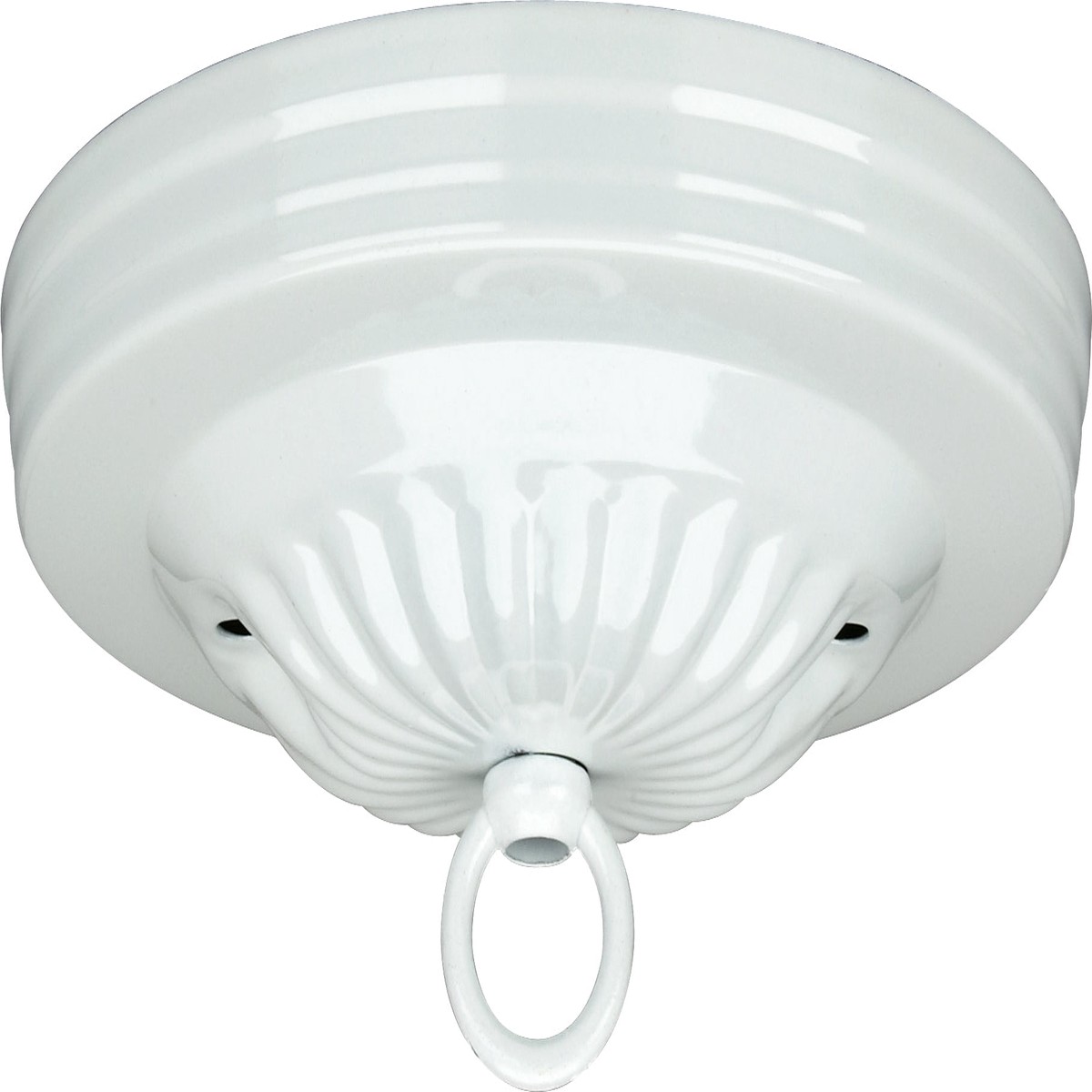 Ribbed Canopy Kit - White Finish - 5" Diameter - 7/16" Center Hole - 2-8/32 Bar Holes - Includes Hardware - 10lbs Max - 25-Pack