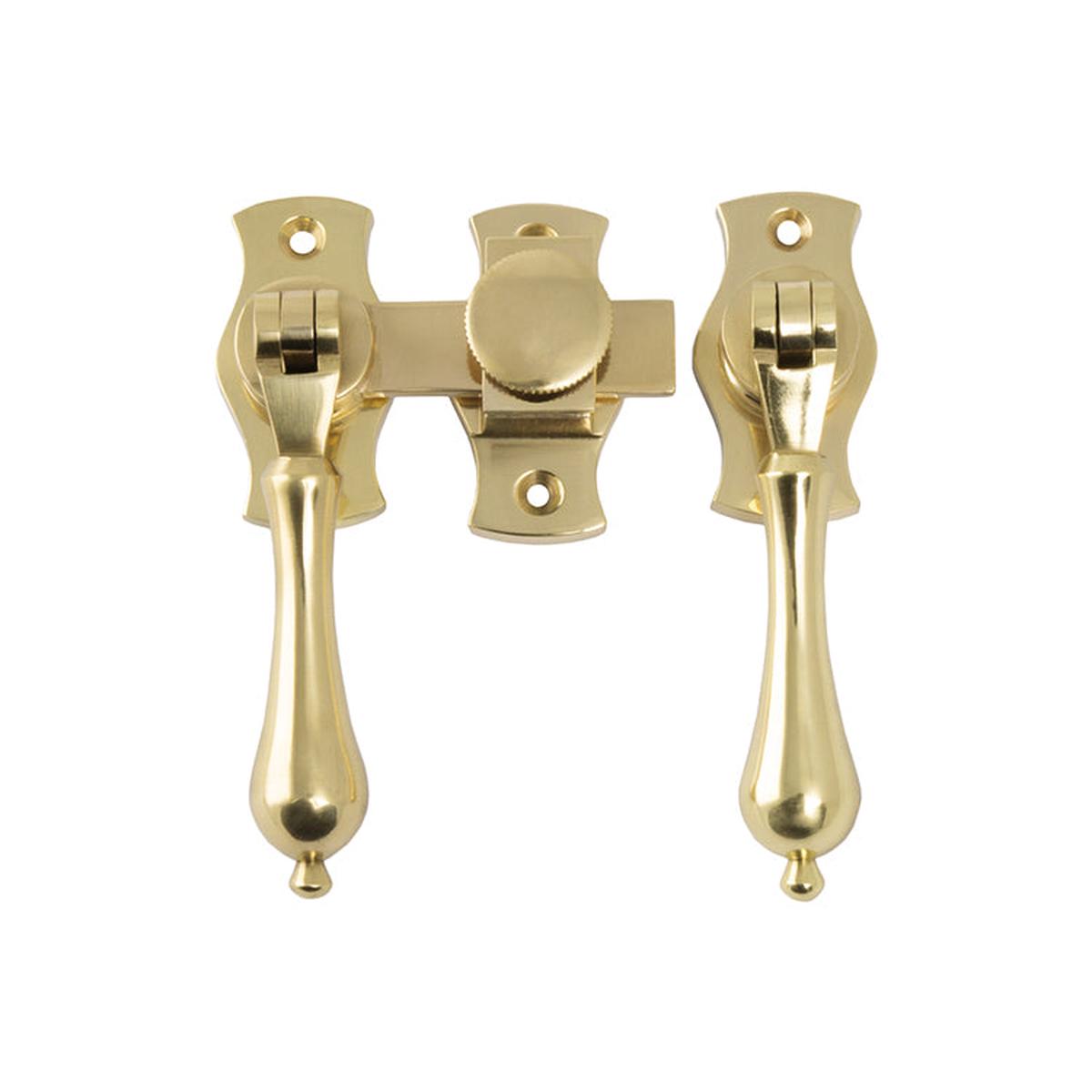 Tradco French Door Fastener Teardrop Polished Brass 1170