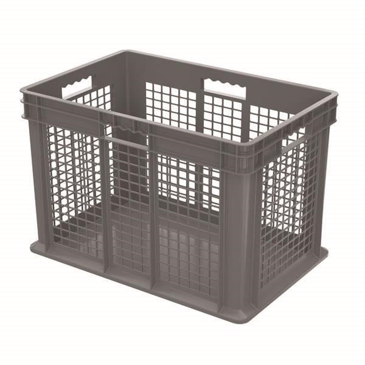 Akro-Mils Straight Wall Container, Mesh Sides & Solid Base, 23 3/4"L x 16 1/8"H x 15 3/4"W, Gray, 1/Each