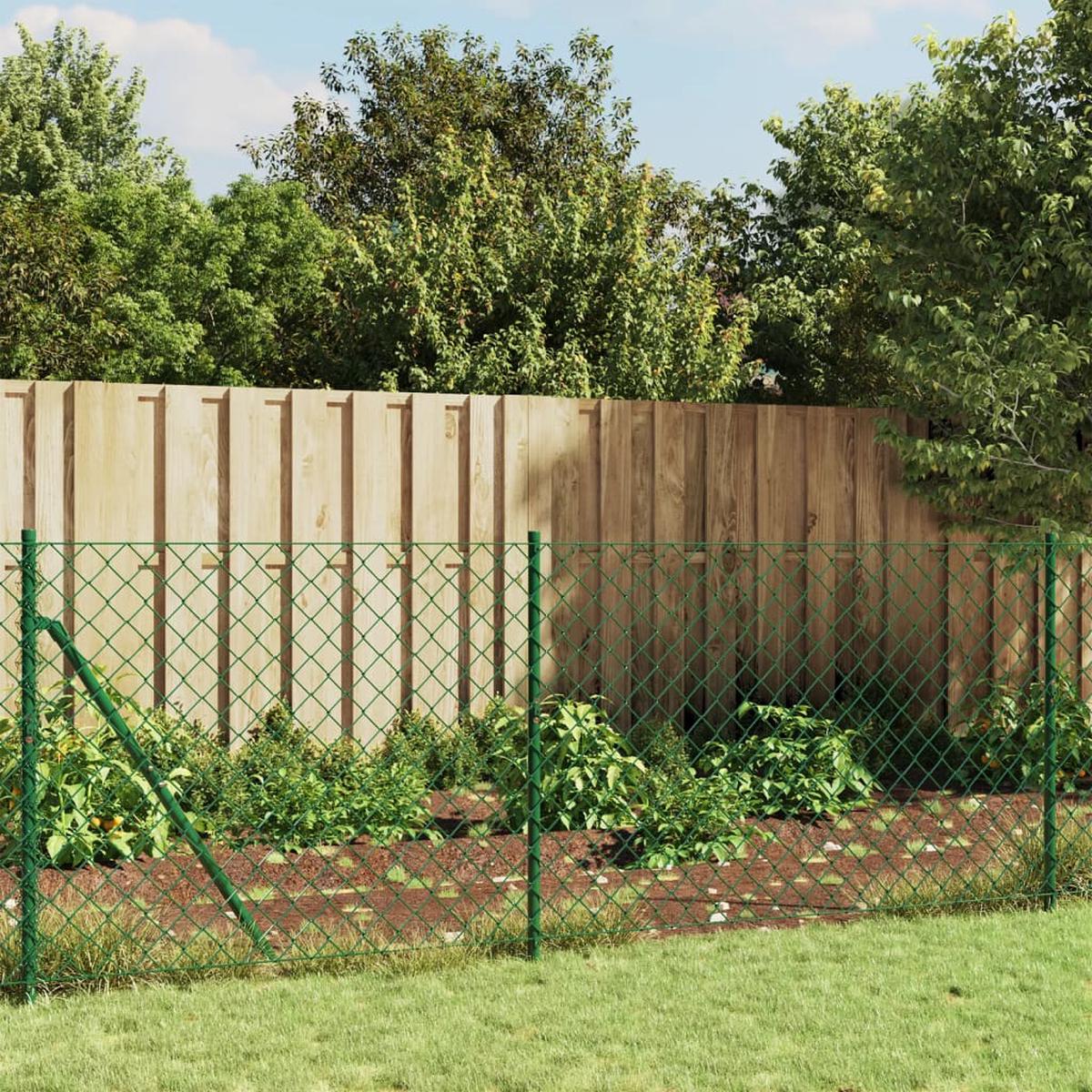 Berkfield Chain Link Fence with Flange Green 0.8x10 m