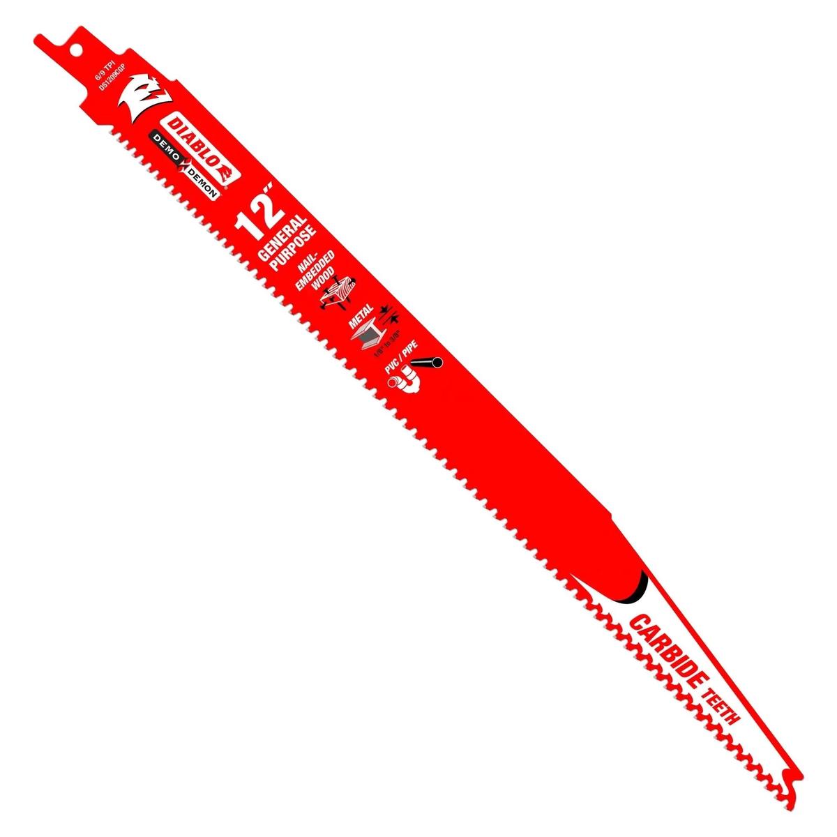 DIABLO DS1209CGP10C - 12" 6/9TPI Carbide Demo Demon Recip Blade for General Purpose (10pk)