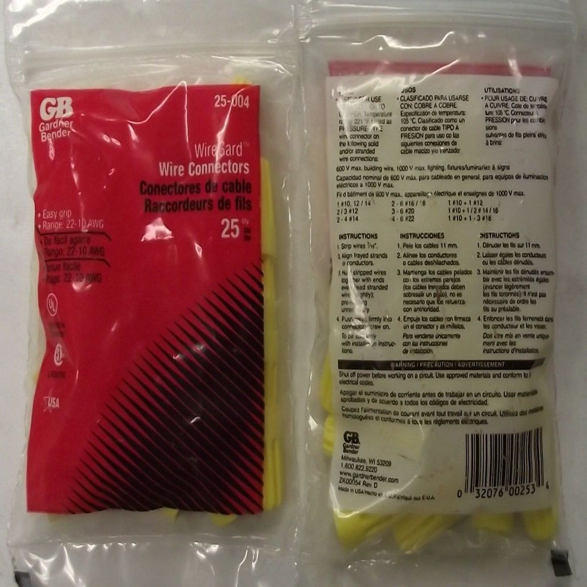 Gardner Bender 25-004 Yellow Wiregard Wire Connectors 2-25pk 50pc USA