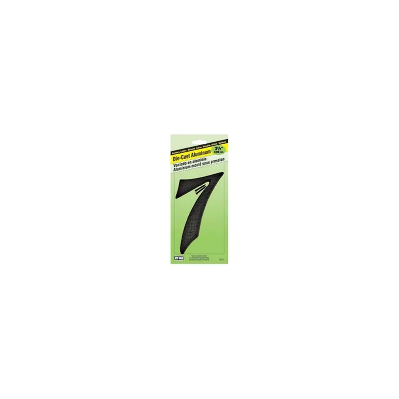 House Address Number "7", Black Die-Cast Aluminum, 3-1/2-In.
