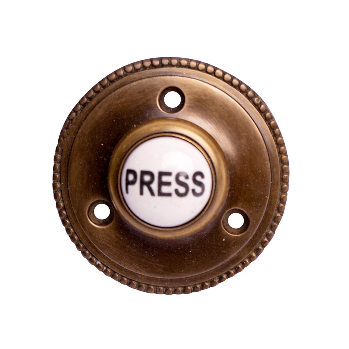 2 1/2 Inch Solid Brass Beaded Press Doorbell Button