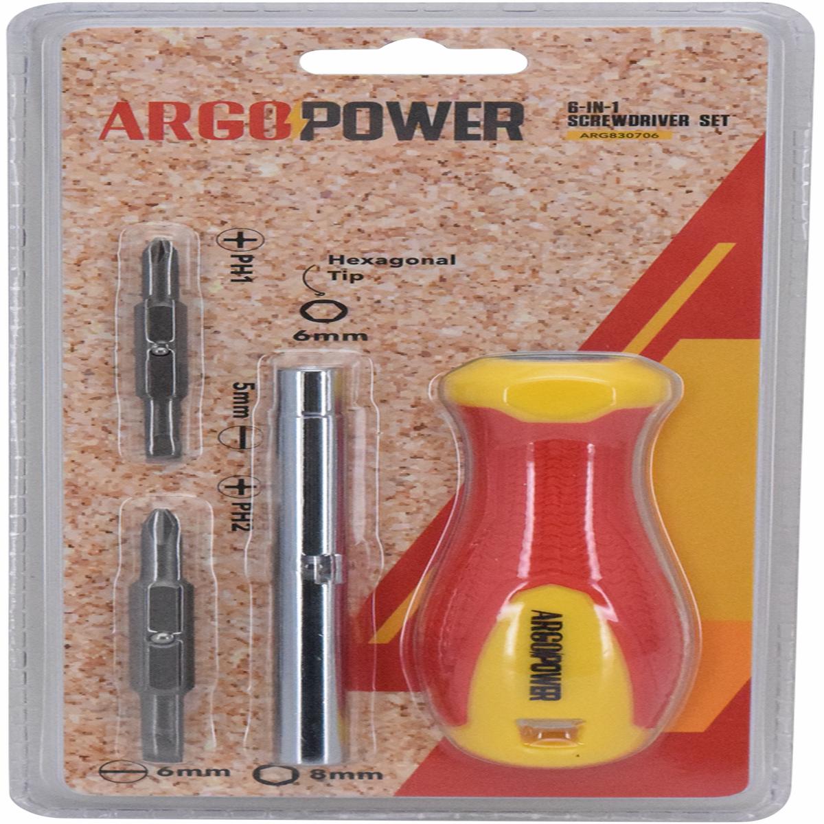 Argo Screwdriver Quick Change 6-In-1  Professional & Versatile ARG830706