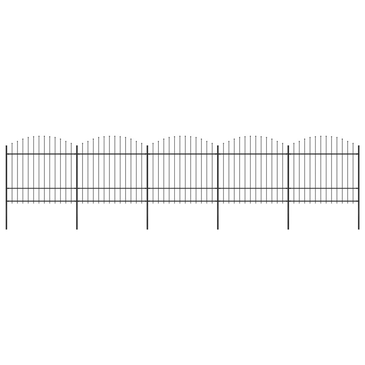 Berkfield Garden Fence with Spear Top Steel (1.5-1.75)x8.5 m Black