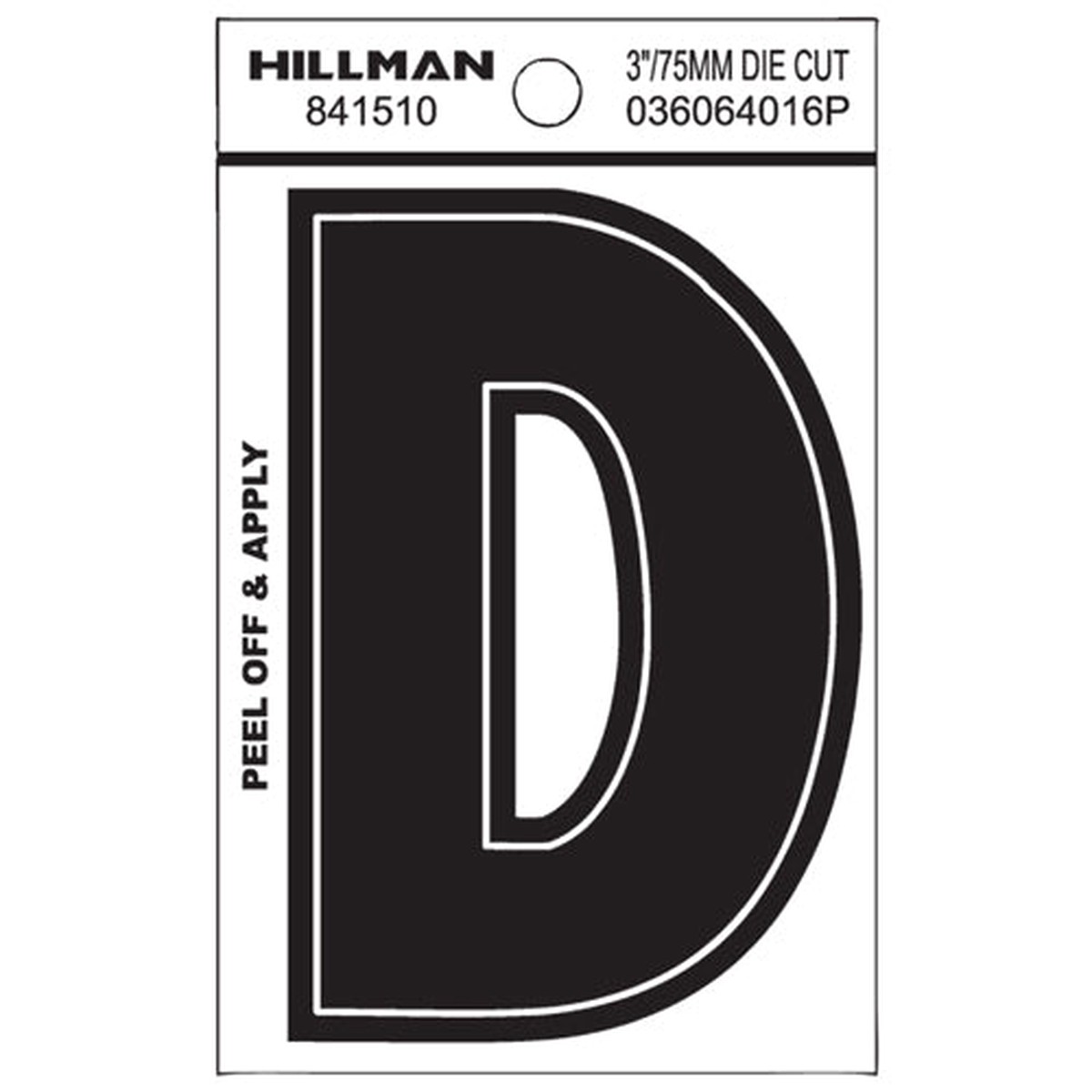 Hillman 3 in. Black Vinyl Die Cut Peel Off Sticker Letter D
