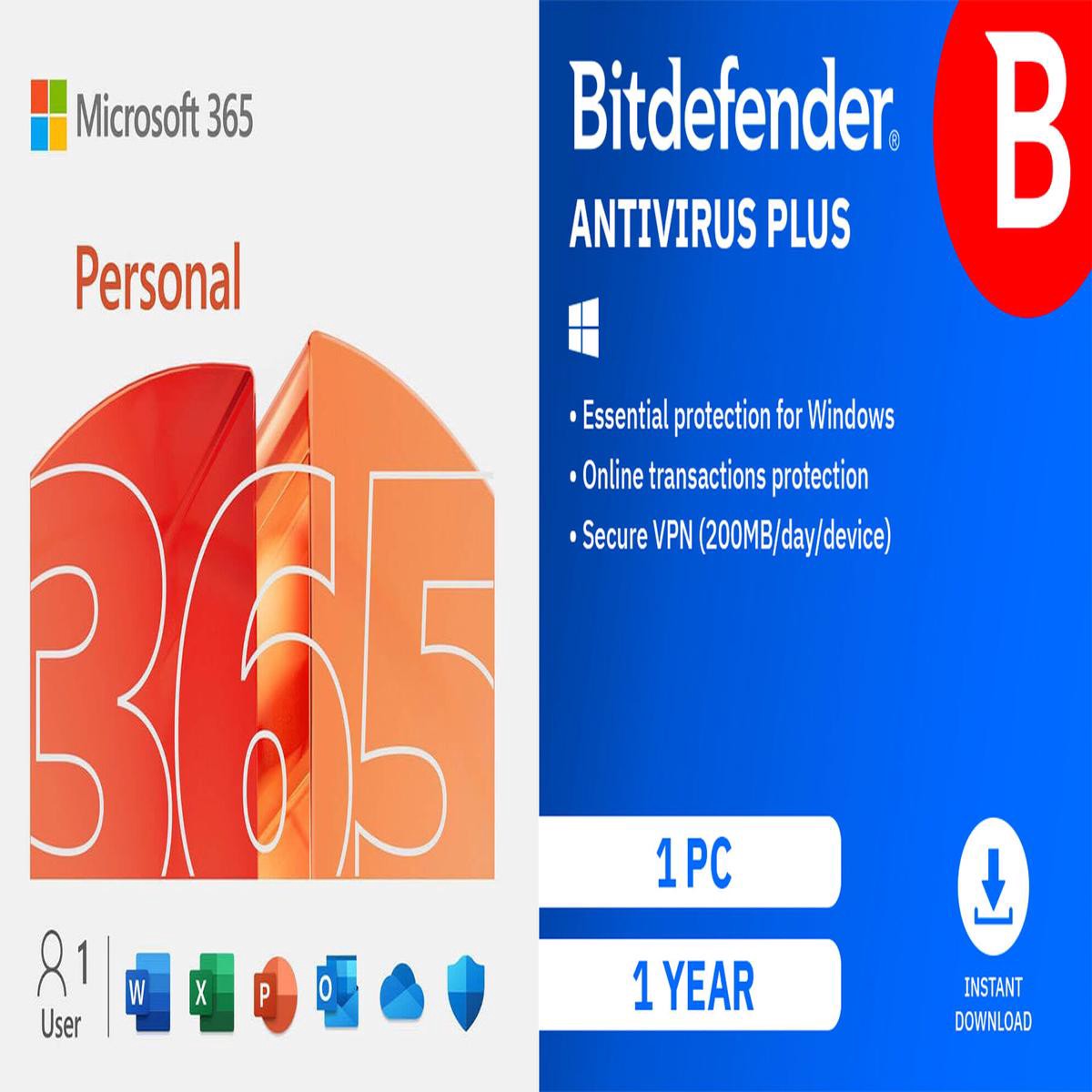 Microsoft 365 Personal wBitdefender AntiVirus Plus for Mac (1 Yr Sub)