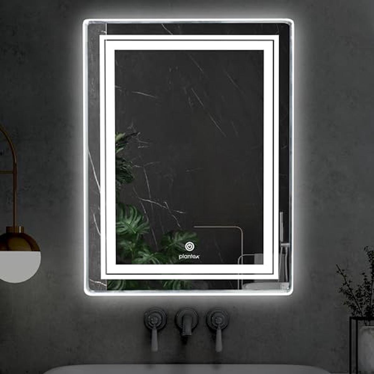Plantex LED Mirror for Bathroom with 3 Tone/Designer Mirror for Living Room/Bedroom/Dressing Room - Rectangle Shape (18 X 24 Inch)