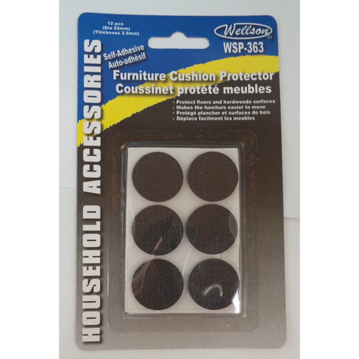 WSP-363 - FEET CHAMOIS ROUND 25X3MM ADHESI (12 pcs/pkg)