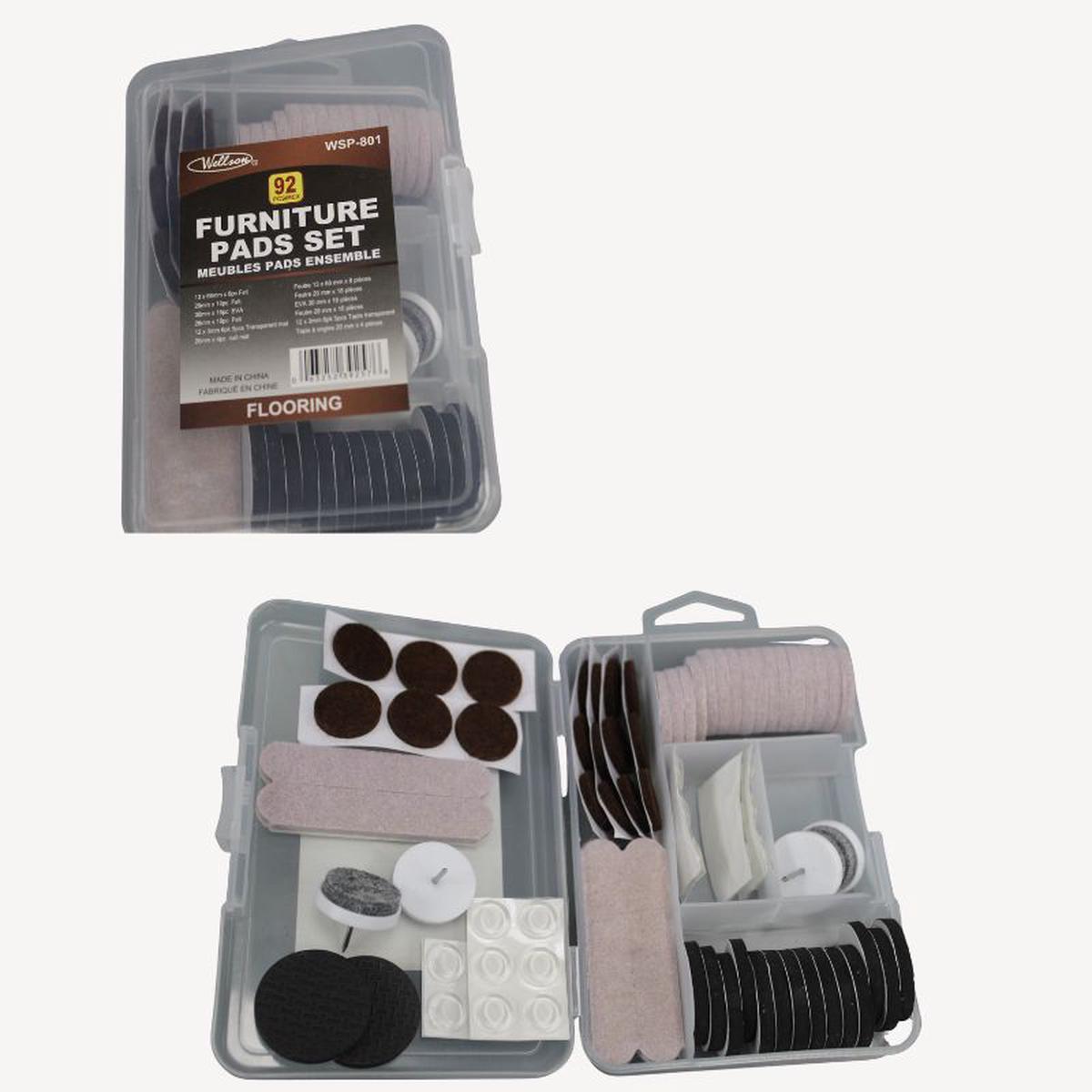 WSP-801 - FEET CLEAR AND FELT ROUND AND RECTAN FURNITURE PADS SET (92 pcs/pkg)