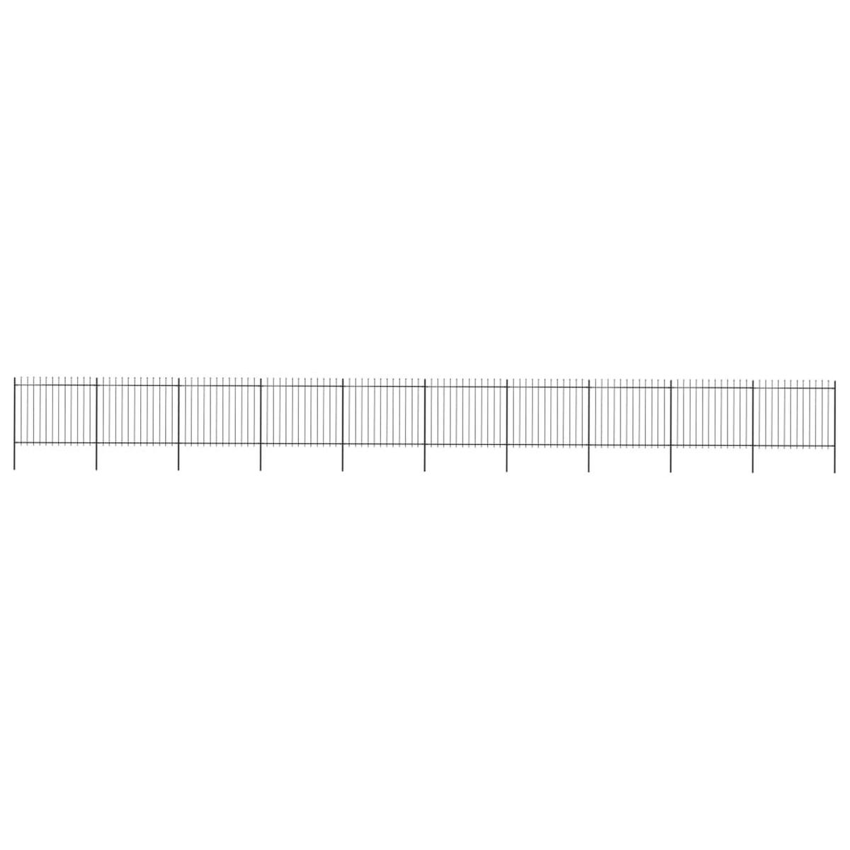 Berkfield Garden Fence with Spear Top Steel 17x1.5 m Black
