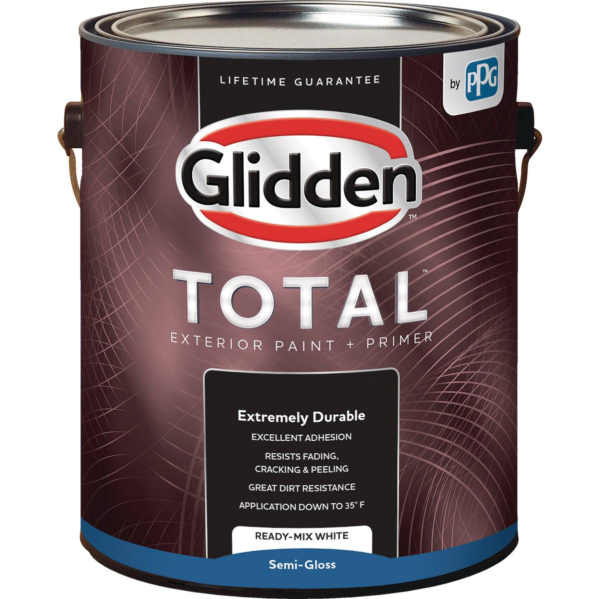 Glidden Total Exterior Paint Primer Semi-Gloss Ready Mix White 1 Gallon