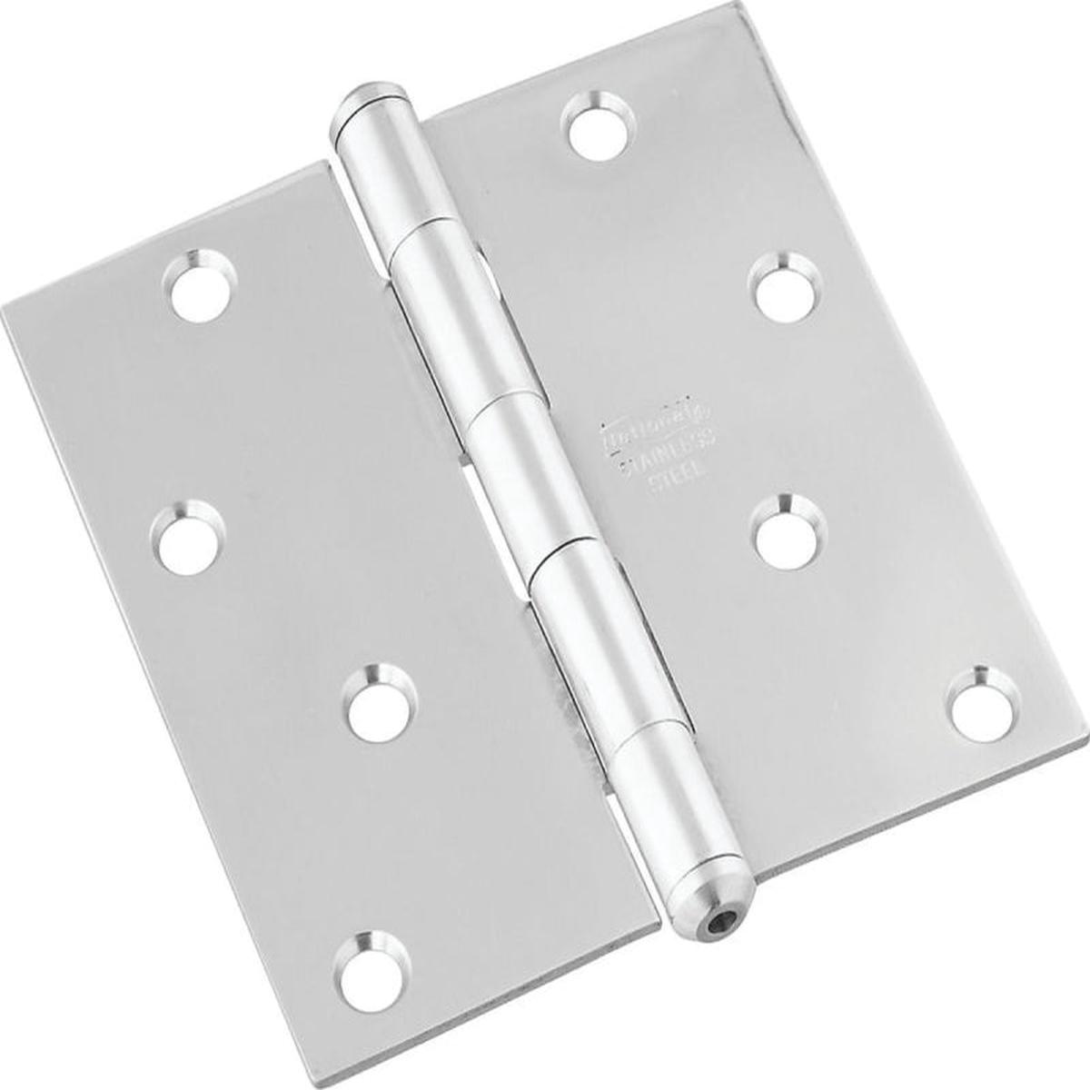 National Hardware N830-276 Square Corner Door Hinge Stainless Steel Zinc Non-Rising Removable Pin 55 lb
