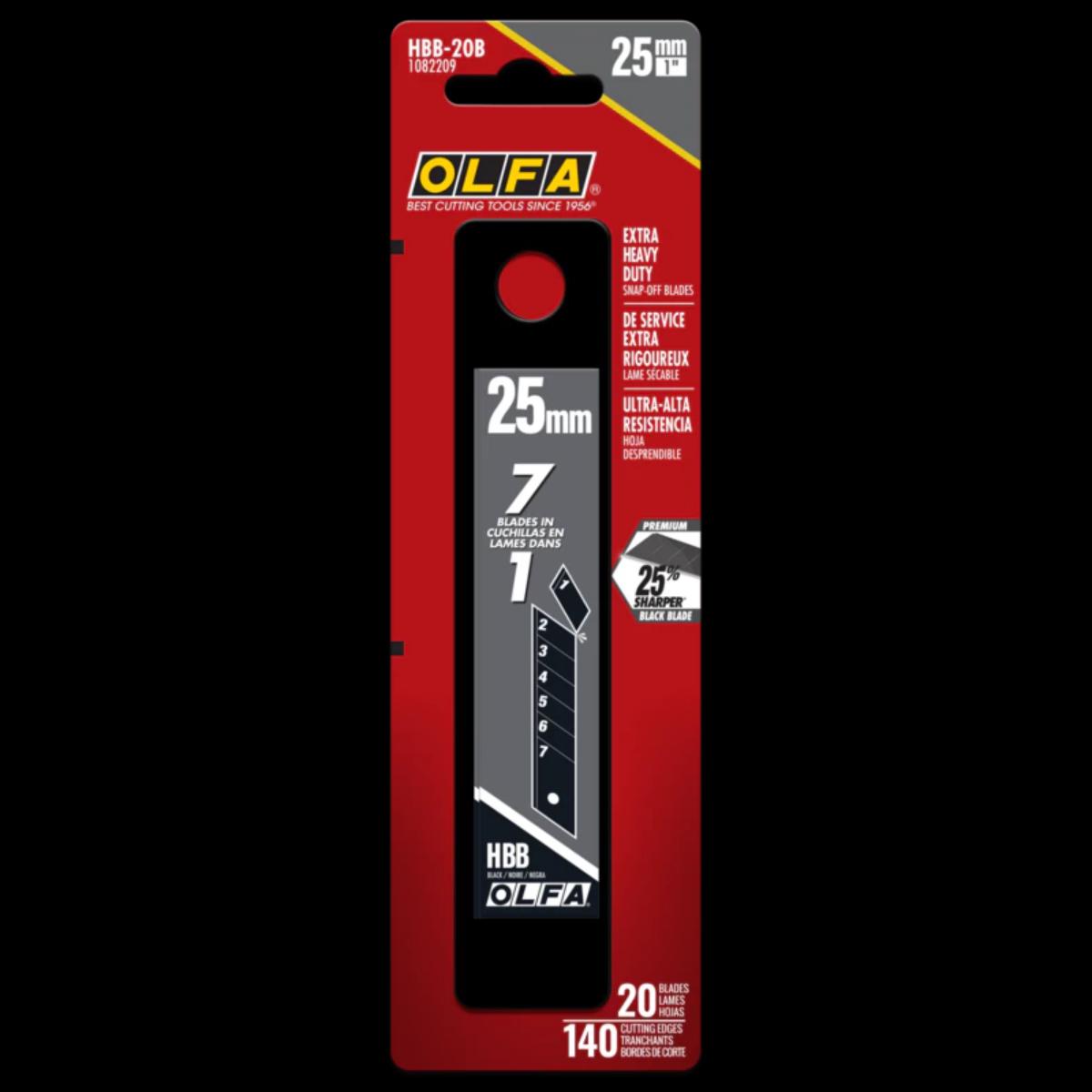 OLFA HBB-20B - Snap-Off Ultra Sharp Black Blades, 20-Pack