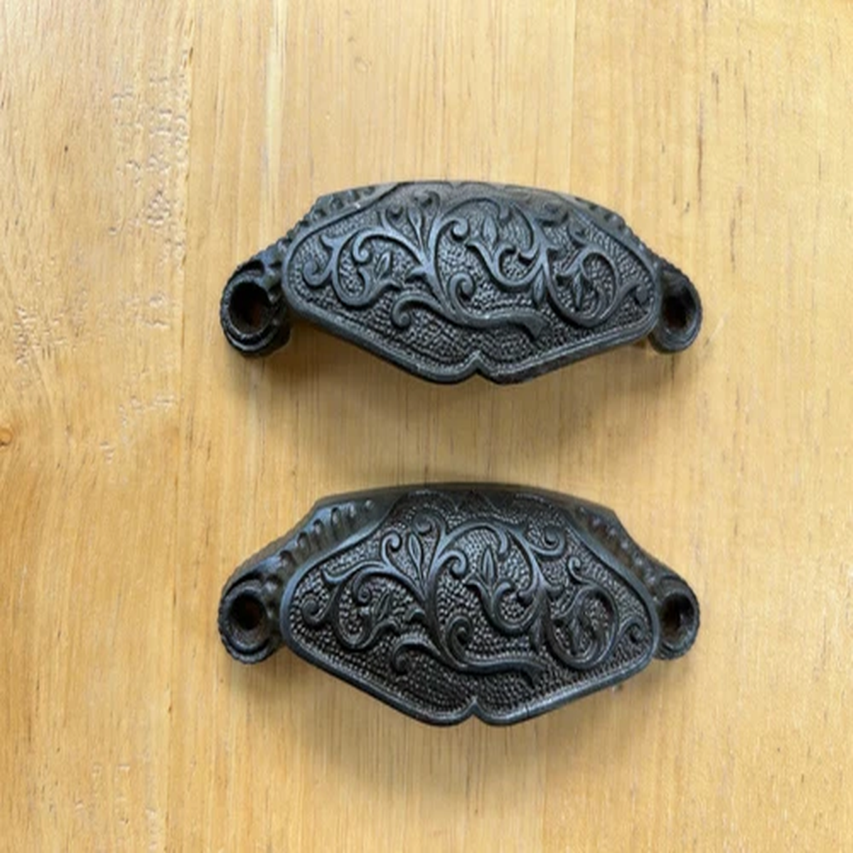 Pair Reclaimed 1890's Drawer / Bin Pulls, Free S/H