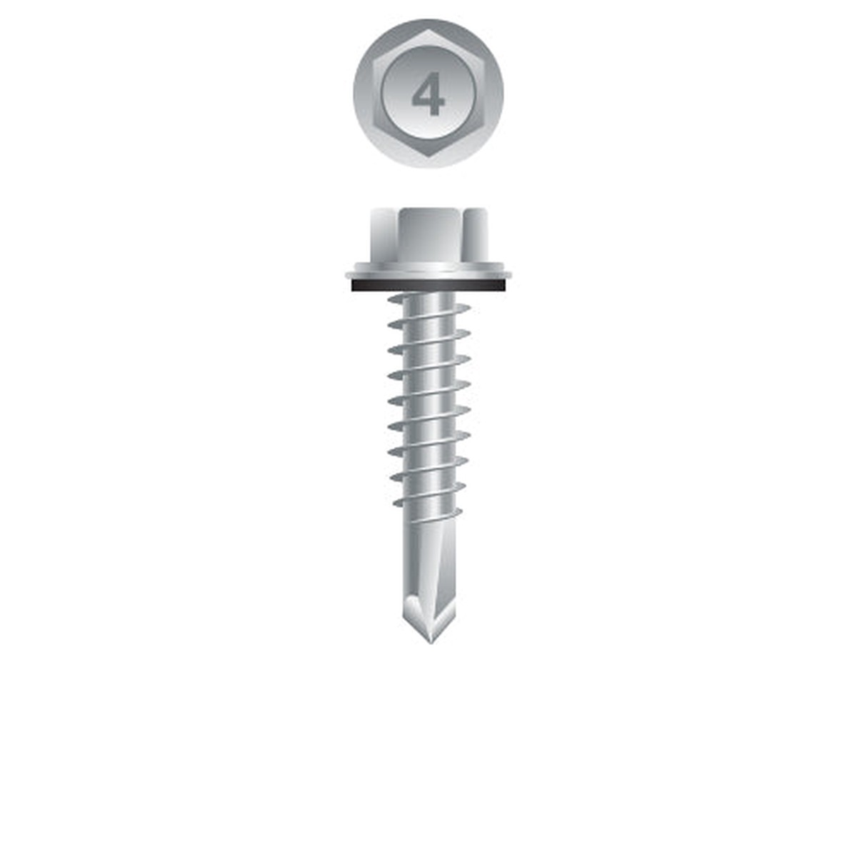 #12 Strong-Point Hex Washer Head w/Washer 12-14 x 2, 410 Stainless Steel