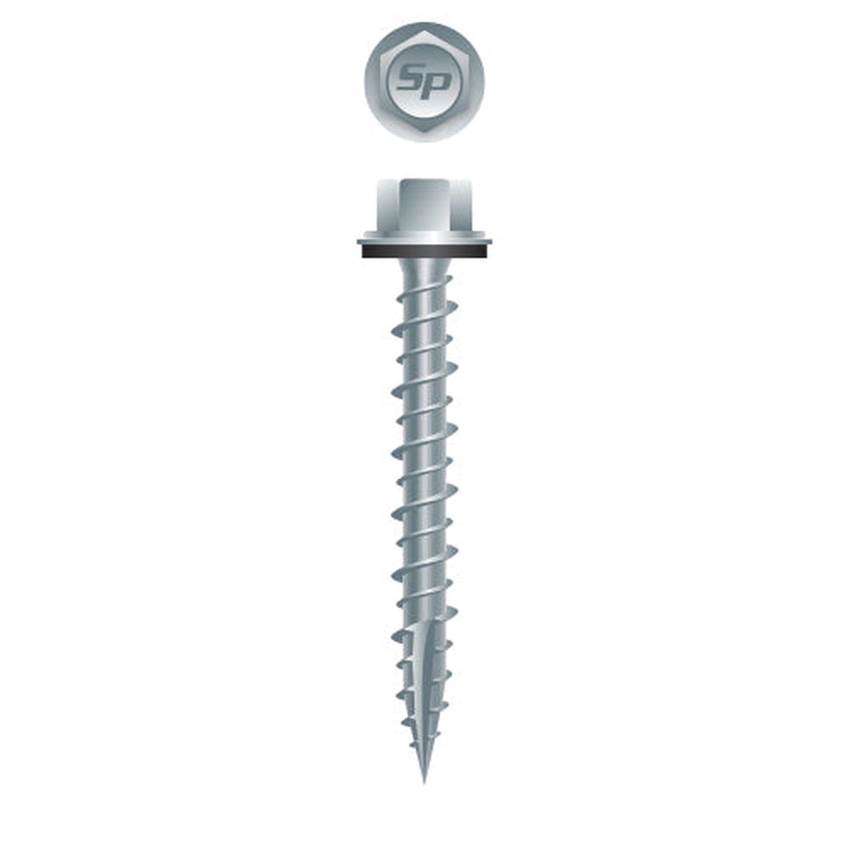 #10 Hi-Strong-Point Hex Washer Head w/ Washer 10-14 x 2-1/2, Hi-Low, Type '17', Strong-Shield