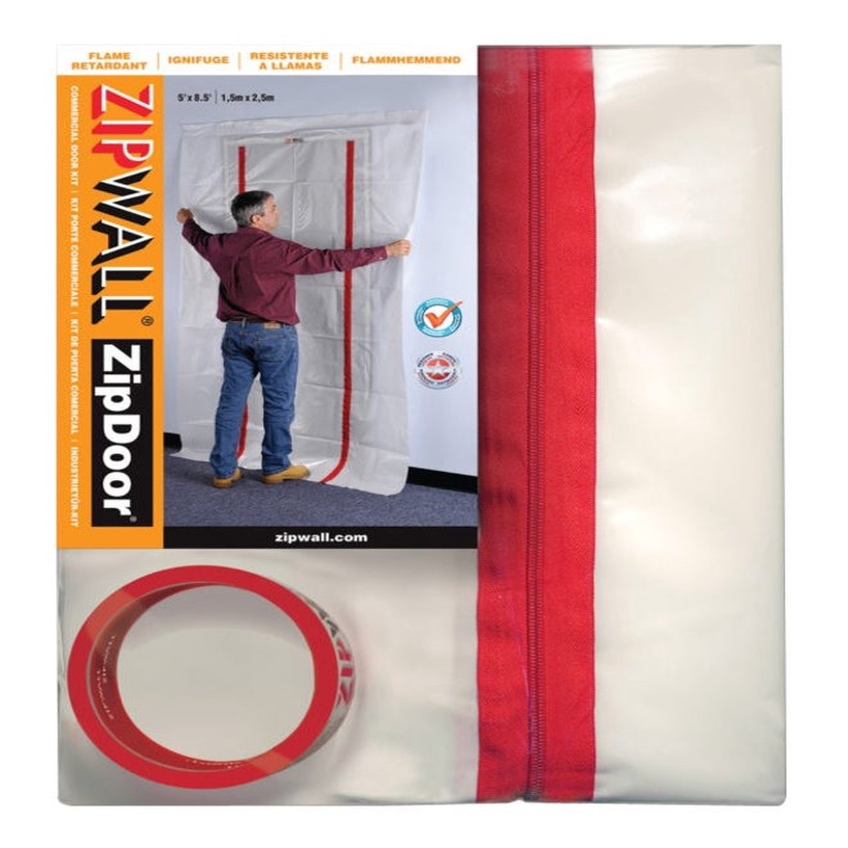 Zipwall ZDC Dust Barrier Door Kit 4 ft L 8 ft W Plastic Clear