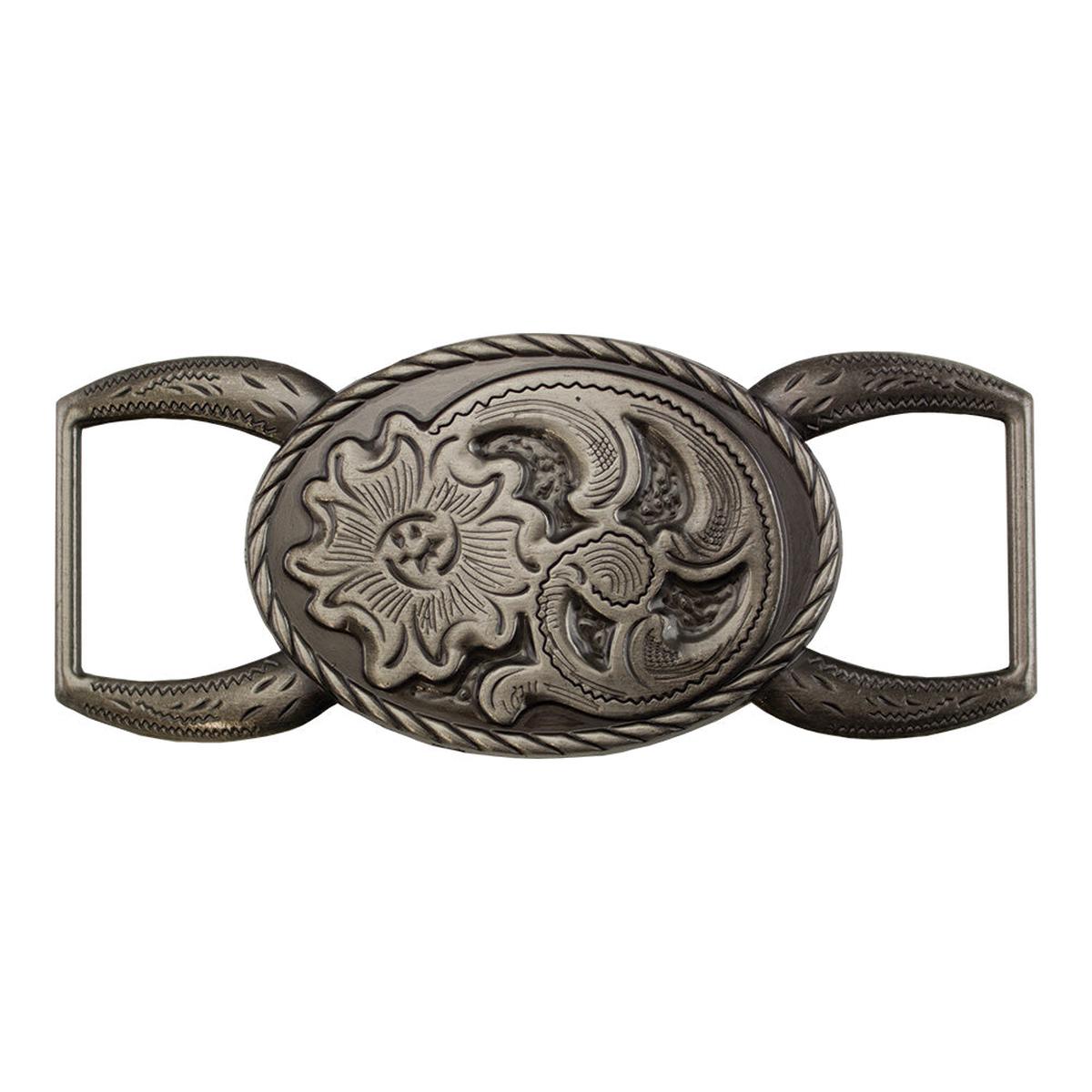 " Floral Oval Connector - Antique Silver Plate