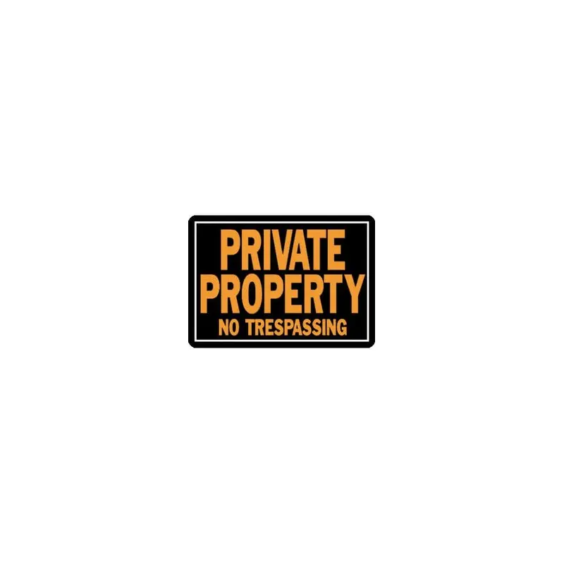 "Private Property No Trespassing" Sign, Hy-Glo Orange & Black Aluminum, 10 x 14-In.