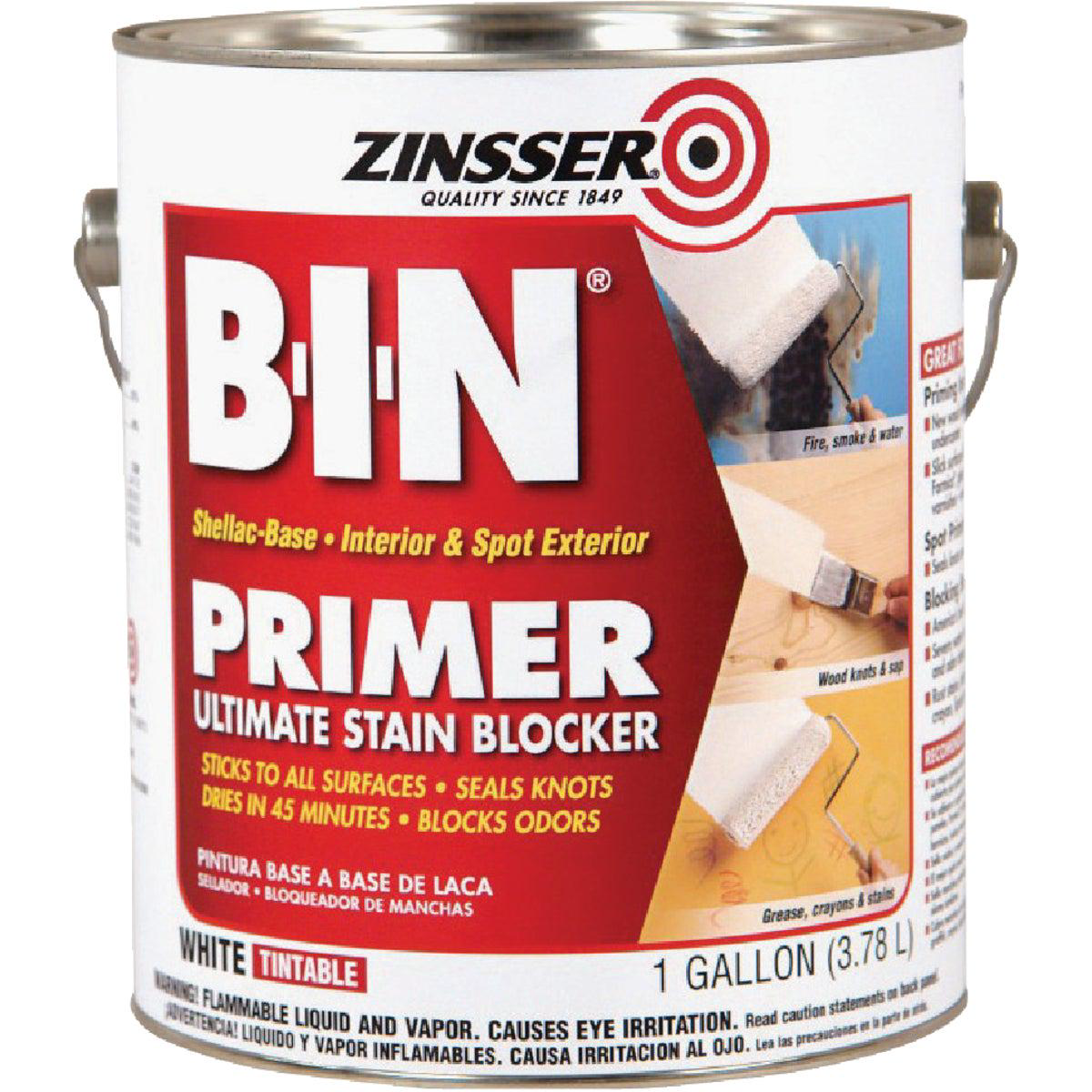 Zinsser B-I-N Shellac-Based Ultimate Stain Blocker Interior 038 Spot Exterior Primer White 1 Gal