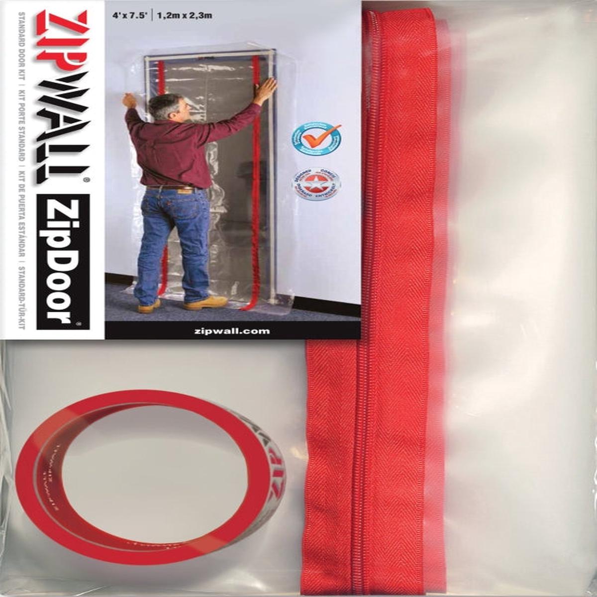 Zipwall ZDS Dust Containment Door Kit Standard 4 ft L 7-12 ft W Plastic